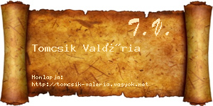 Tomcsik Valéria névjegykártya